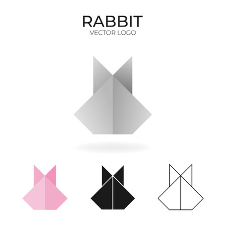 Origami vector logo and icon with rabbit.のイラスト素材