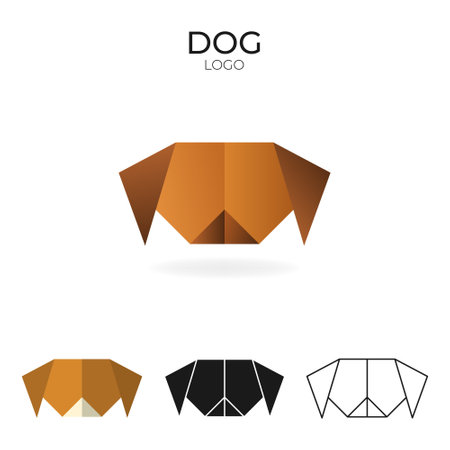 Origami vector logo and icon with dog.のイラスト素材