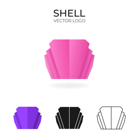 Origami vector logo and icon with shell.のイラスト素材