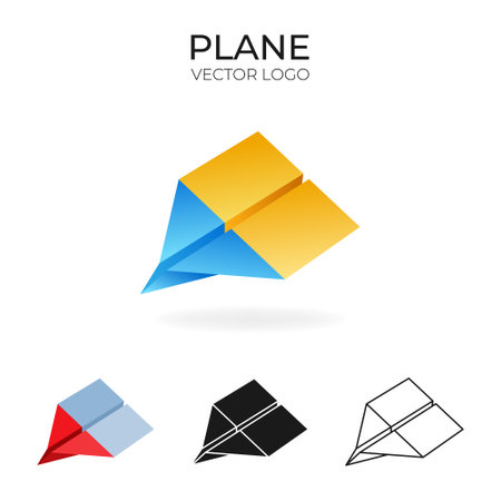 Origami vector logo and icon with plane.のイラスト素材