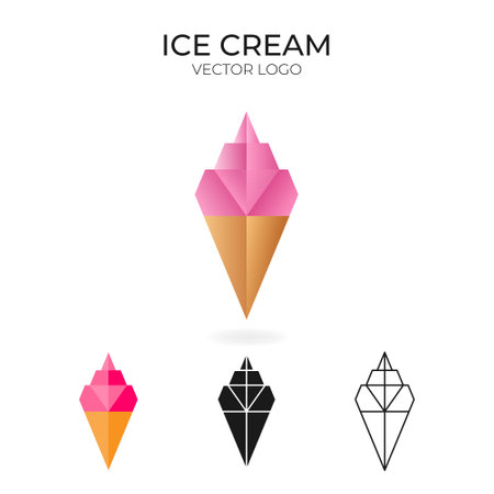 Origami vector logo and icon with ice cream.のイラスト素材