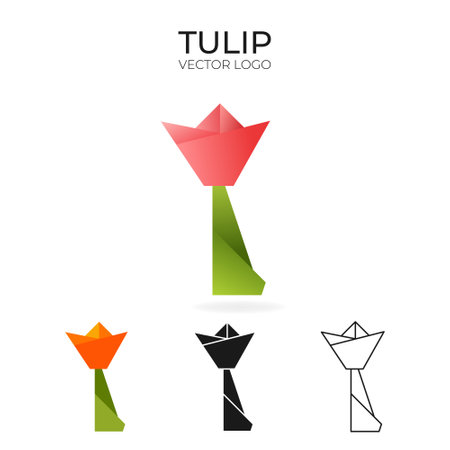 Origami vector logo and icon with tulip.のイラスト素材