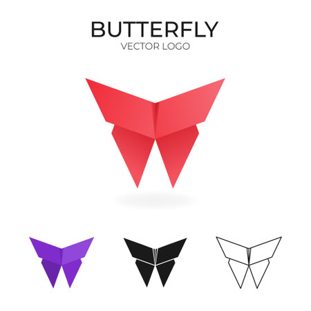 Origami vector logo and icon with butterfly.のイラスト素材