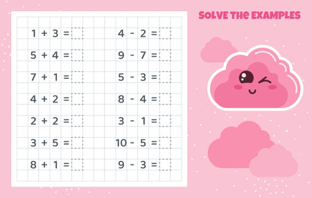 Math game for kids. Addition and subtraction.のイラスト素材