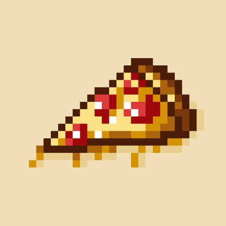 Pizza vector icon. Retro 80s pixel art. Flat styleのイラスト素材