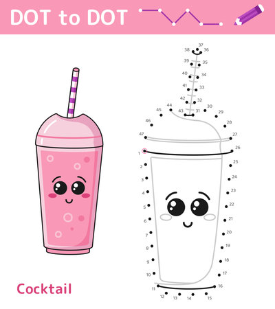 Numbers game Dot to dot. Game for kids. Cocktailのイラスト素材