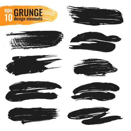 Set of grunge brush strokes. ink splash banners.のイラスト素材
