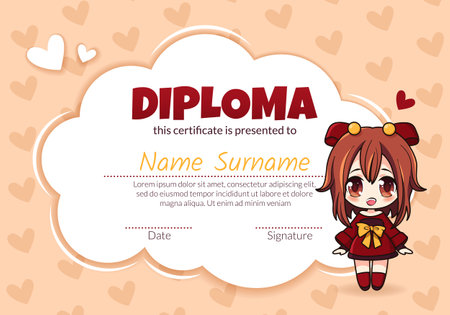 School and preschool diploma certificate for kids.のイラスト素材