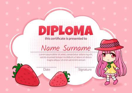 School and preschool diploma certificate for kids.のイラスト素材
