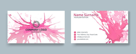 Business card template design with brush strokes.のイラスト素材