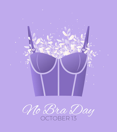 National No Bra Day. Modern Vector banner with braのイラスト素材