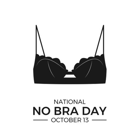 National No Bra Day. Simple vector banner with braのイラスト素材