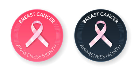 Breast cancer awareness month. Banner with ribbon.のイラスト素材