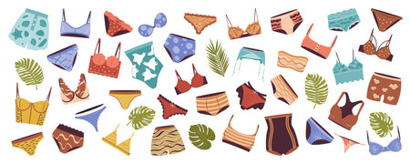 isolated flat vector set of various lingerie.のイラスト素材