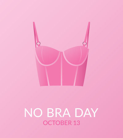 National No Bra Day. Modern Vector banner with braのイラスト素材