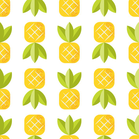 Seamless vector pattern with pineapple on backdropのイラスト素材