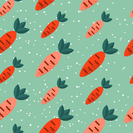 Seamless pattern with carrot. Vegetarian food. Vector.
