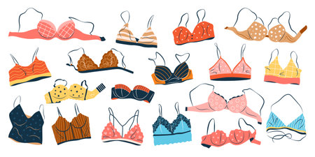 Set of bra. Fashion lingerie for women.のイラスト素材