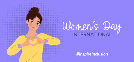 Inspireinclusion. 2024 International Womens Day horizontal banner.のイラスト素材