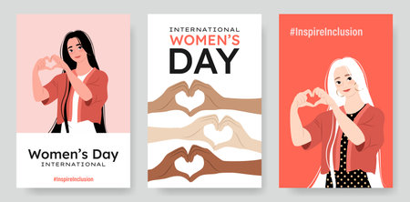 Inspireinclusion. 2024 International Womens Day banners set.のイラスト素材