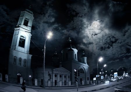 Moscow church at the nightの写真素材