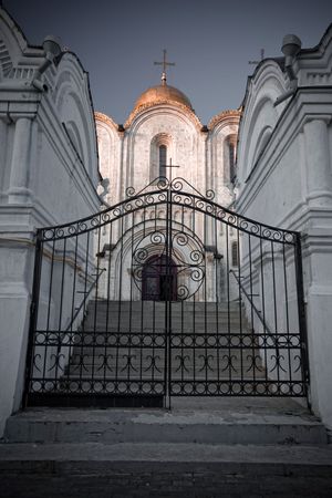 Dormition Cathedral in Vladimir (Assumption Cathedral) from forged Gatesの写真素材