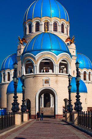 Holy Trinity Church at Borisovskie pondsの写真素材