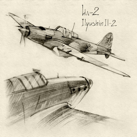 The series of soviet military enginery. The Ilyushin Il-2 a ground-attack aircraft (Shturmovik) in the Second World Warの写真素材