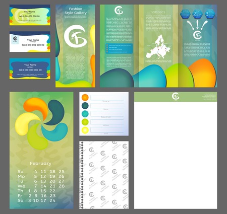 Brochure design, business flyer size A4 template, creative leaflet, design template set. Modern vector front page.のイラスト素材