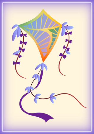 Beautiful kite flying. Vector illustration. makar sankranti holiday.のイラスト素材