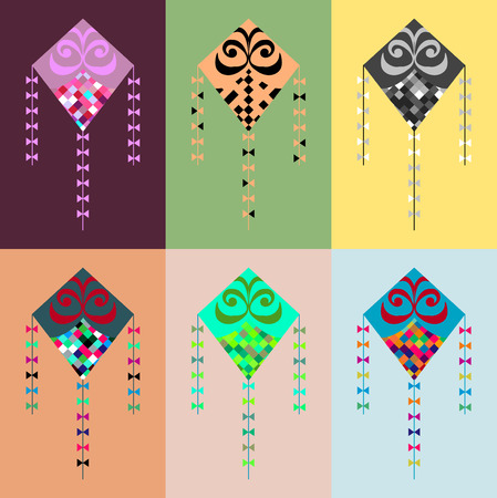 Beautiful set of kite. Vector illustration. Flat style. t-shirt designのイラスト素材