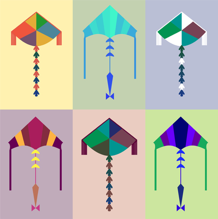 Beautiful set of kite. Vector illustration. Flat style. t-shirt designのイラスト素材