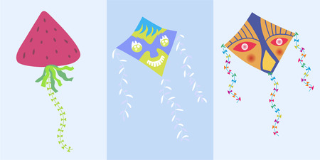 Beautiful set of kite. Vector. Flat style. t-shirt designのイラスト素材