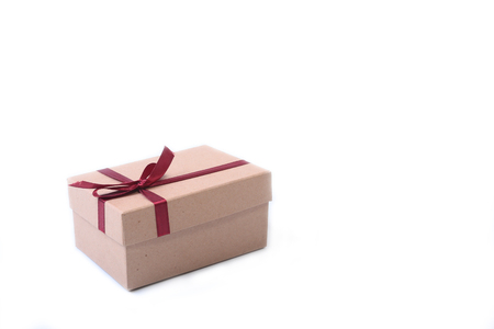 Gift boxes with bow on white backgroundの写真素材