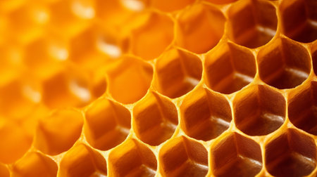 Yellow Honeycomb closeup establishment. Creative resource, AI Generatedの素材