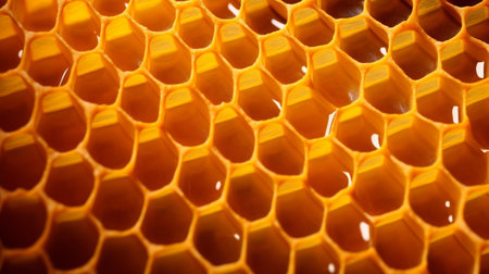 Yellow Honeycomb closeup establishment. Creative resource, AI Generatedの素材
