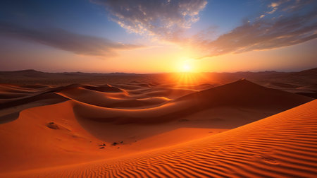 nightfall on sand rise insides parts parts the sahara take off. Creative resource, AI Generatedの素材