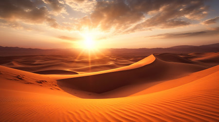 dusk on sand rise insides parts parts parts the sahara take off. Creative resource, AI Generatedの素材