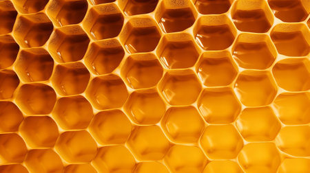 Yellow Honeycomb closeup establishment. Creative resource, AI Generatedの素材
