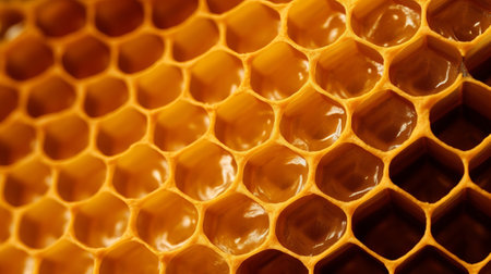 Yellow Honeycomb closeup establishment. Creative resource, AI Generatedの素材