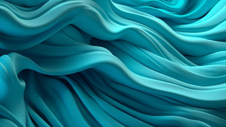 Turquoise and Water Cloth with Wrinkles and Folds. Multicolored Wavy Surface Foundation. Creative resource, AI Generatedの素材