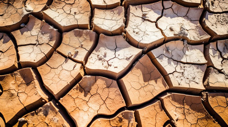 Broken soil though dry spell. Environment and environment the issue of dry season. Creative resource, AI Generatedの素材