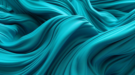 Turquoise and Water Cloth with Wrinkles and Folds. Multicolored Wavy Surface Foundation. Creative resource, AI Generatedの素材