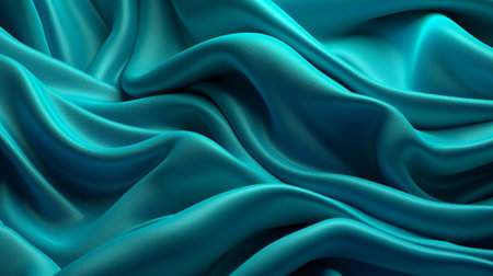Turquoise and Water Cloth with Wrinkles and Folds. Multicolored Wavy Surface Foundation. Creative resource, AI Generatedの素材