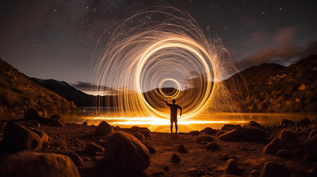 Lightpainting with smooth way. Creative resource, AI Generatedの素材