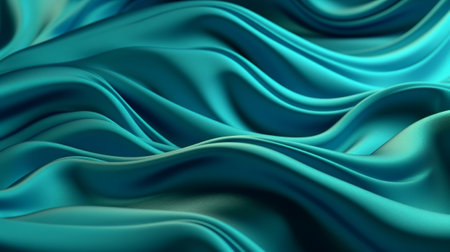 Turquoise and Water Cloth with Wrinkles and Folds. Multicolored Wavy Surface Foundation. Creative resource, AI Generatedの素材