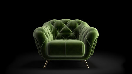 pulled back green velvet cutting edge chair. Creative resource, AI Generatedの素材