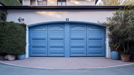 Collapsing Blue Carport Entryway. Creative resource, AI Generatedの素材