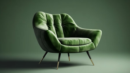 pulled back green velvet cutting edge chair. Creative resource, AI Generatedの素材