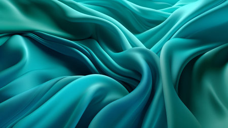 Turquoise and Water Cloth with Wrinkles and Folds. Multicolored Wavy Surface Foundation. Creative resource, AI Generatedの素材